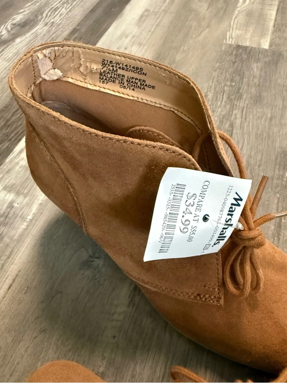 ICON Chestnut Suede Lace-Up Wedge Booties (7 1/2) - Picture 2 of 6